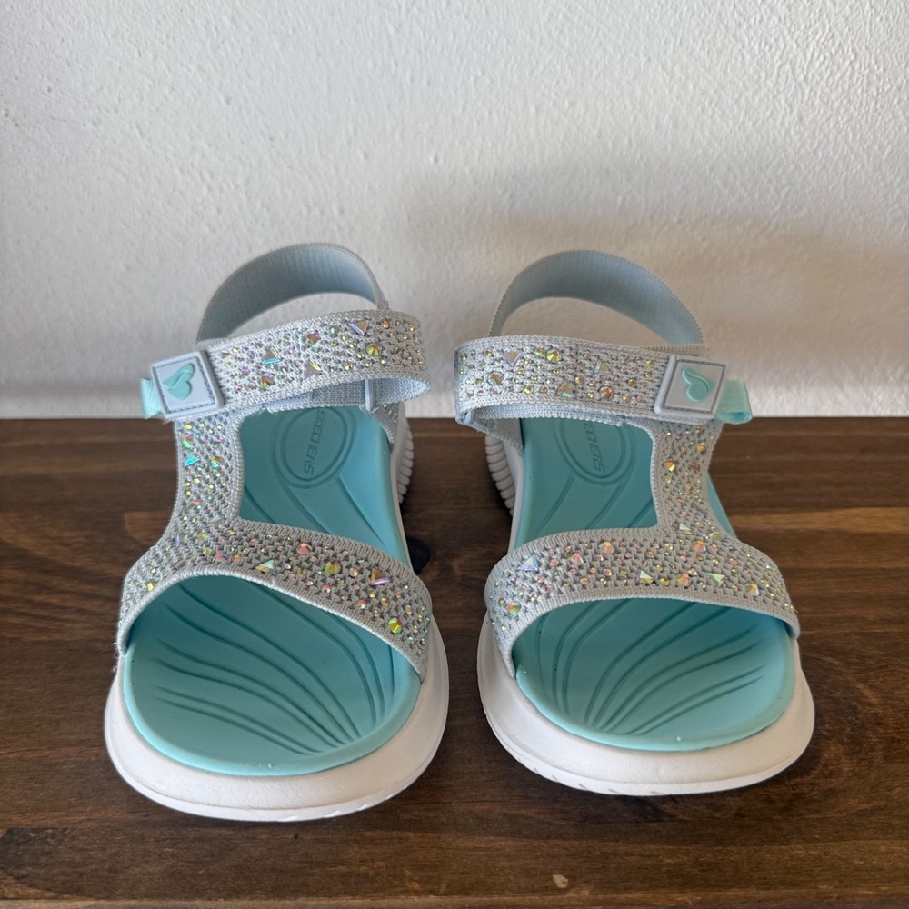 Skechers Ultra Flex 3.0 Girls Rhinestone Sandals Youth Size 1 See Measurement - Picture 3 of 14